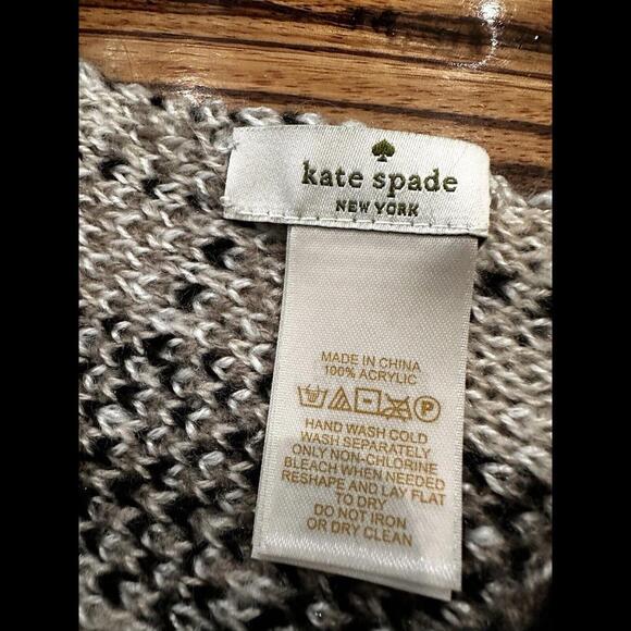 Kate Spade Woodland Plaid Scarf Neutral Cozy Chunky Unisex Holidays Winter - Picture 2 of 8